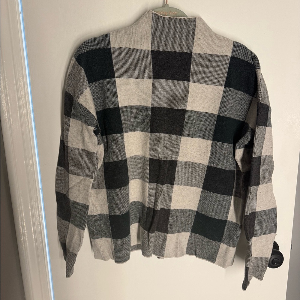 Tahari Women's Plaid Turtleneck Sweater - Green, Gray and Cream
